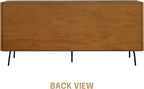 NTC Veil Large Sideboard with 2 Doors and 3 Drawers, Buffet Cabinet with Vertical Groove Design and Metal Legs, Storage Cabinet for Living Room, and Entryway, Effortless Assembly - Rustic Oak