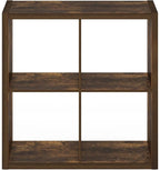 Furinno Cubicle Book Shelf, 4-Cube Bookself, Thick Frame Bookcase with Reversible Open Back, 14.6 x 30 x 30, for Living Room, Bedroom, Home Office, Amber Pine