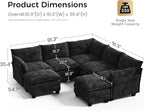 KKL 120" Modular Sectional Sofa, Large V Shape 7 Seater Convertible J/L/U-Shaped Modern Sectional Couch with Ottoman, Chenille Sectional Couches for Living Room, Apartment, Black