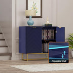 Scurrty 31.5'' Sideboard Buffet Cabinet with Storage Set of 2, Navy Blue Accent Cabinet with Doors & Adjustable Shelf for Living Room & Kitchen (2 Doors)