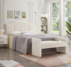24KF Middle Century Upholstered Foldable Headboard, Modern Boucle Teddy Fabric Queen/Full Headboard 6033-Q-Cream