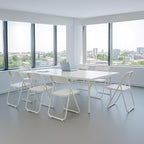 40 Pack White Plastic Folding Chairs, Indoor Outdoor Portable Stackable Commercial Seats with Steel Frame for Home Office Wedding Party Events Kitchen Dining, 350lb Capacity