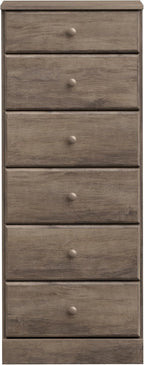 Prepac Astrid Tall Gray Dresser: 16.5"D x 19.75"W x 50"H, 6-Drawer Chest for Bedroom by Prepac - Perfect Chest of Drawers for Ample Storage, Drifted Gray