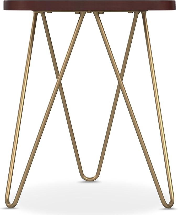 SIMPLIHOME Patrice Modern 18 inch Wide Metal and Wood Accent Side Table in Dark Brown for the Living Room and Bedroom