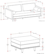 SIMPLIHOME Morrison Mid-Century Modern 89 inch Wide Sofa with Ottoman Set in Caramel Brown Genuine Leather for the Living Room and Family Room