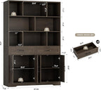 HOSTACK 71" Tall Bookcase with Drawer and Door, 47" Wide Book Shelf and Bookcase with Storage, 6 Tier Large Book Storage Cabinet with 14" Deep Display Shelves for Living Room, Home Office, Dark Brown
