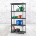 Sterilite 5 Shelf Unit, Heavy-Duty Shelving Storage Rack for Home and Garage, Gray - Multipurpose Plastic Organizer Shelves for Smart Organization