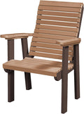DutchCrafters Modern Horizontal Slat High Back Poly Outdoor Patio Chair (Tudor Brown & Cedar)