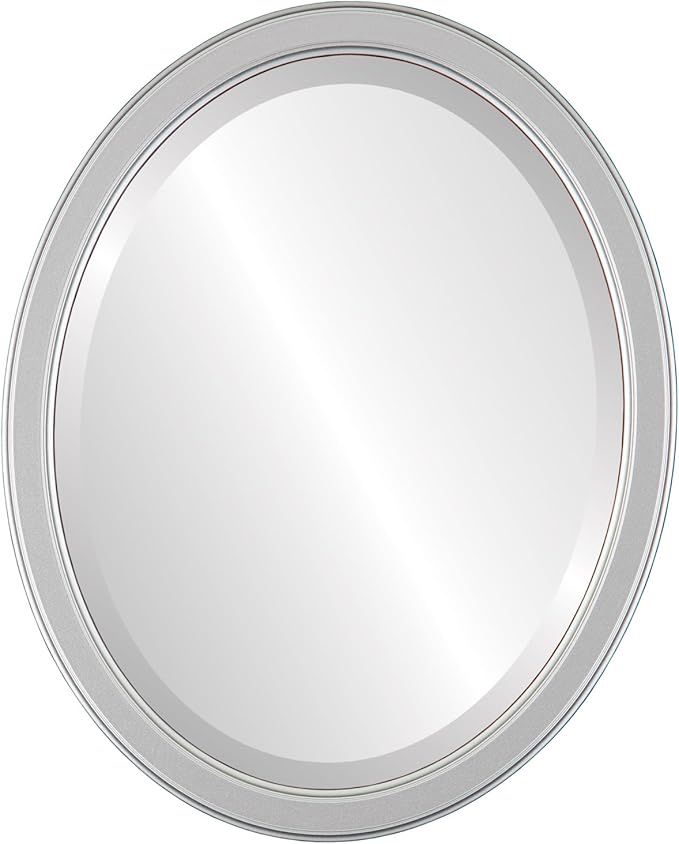 OVALCREST Oval Beveled Wall Mirror for Home Decor - Toronto Style - Silver Spray - 22" x 18"