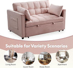 FLEXISPOT XCT4 Pull Out Couch for Small Spaces, 3-in-1 Convertible Loveseat Sofa Bed with Adjustable Backrest, Compact Futon Sofa Bed Twin Sleeper Loveseat for Apartment Dorm RV Guest Room,Pink