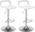 NOBPEINT NOB Contemporary Chrome Air Lift Adjustable Swivel Bar Stool (White, Set of 2)