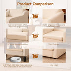 Accent Chairs Set of 2 for Living Room, Modern Velvet Living Room Chairs with Wide Backrest, Upholstered Comfy Chair with Cushion, Oversized Sofa Chair with Wood Legs, Single Armchair, Beige