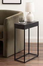 Kate and Laurel Karlsen Modern Wood and Metal Narrow Side Table; 16 x 8 x 24; Black; Minimal Slim End Table for Use as Bedroom Nightstand or Accent Entryway Table