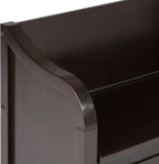 SIMPLIHOME Connaught Entryway Storage Bench - 42 inch Wide Solid Wood Storage Seat in Dark Chestnut Brown, Traditional Bench for Entryway or Living Room with Lift-Up Lid and Elegant Moulding Detail