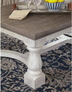 Signature Design by Ashley Havalance Farmhouse Rectangular Coffee Table, Gray & White with Weathered Finish