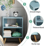 Night Stand, Blue Kids Nightstand, Modern End Table with Open Storage, 2-Tier Nursery Bedside Table for Small Space, Living Room, Bedroom