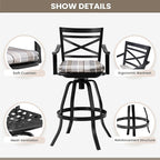 Pellebant 30" Sunbrella Outdoor Bar Stools Set of 8, Aluminum Swivel Patio Bar Height Bar Stools with Back & Footrest, for Deck Lawn Garden(Milano Char)