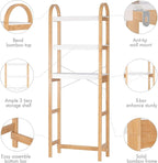Spirich Over The Toilet Storage Shelf, 3-Tier Over Toilet Bathroom Organizer, Space-Saving Above Toilet Storage Shelf Rack with Bamboo Frame