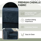 UIXE Swivel Accent Chair, Chenille Upholstered Arm Chair for Living Room, Modern Club Armchair Comfy Single Sofa Bedroom Reading Seat with Lumbar Pillow - Navy Blue