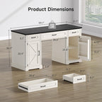 ONBRILL 59 inch Farmhouse Executive Desk with Drawers, Home Office Desk with File Cabinet, Outlets, Storage Cabinet, Keyboard Tray, Wood Computer Desk for Work Study Writing (Off White & Black)
