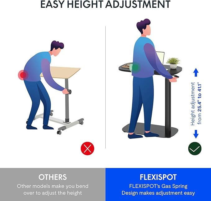 FLEXISPOT Adjustable C Table with Wheels, Mobile Snack Side End Table Sofa Couch Bedside Table Laptop Cart TV Tray Night Stand Small Space Side Table(23.6" W x 13.8" D,Black)