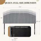 Upholstered Headboard Adjustable Height Queen/King Headboard Cream Velvet Tufted Modern Vertical Channel Design with Stepped Silhouette Top Edge(Grey Queen)