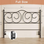 VECELO Metal Full Size Headboard, Heavy Duty Curved Headboard Only Height Adjustable, Easy to Assembly, Farmhouse Victorian Style for Bedroom - Black, Full