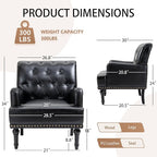 MOJAY Faux Leather Accent Chair Set of 2, Mid-Century Modern Living Room Chair Lounge Study Sofa Chair with Sturdy Wood Legs, Club Chair Armchair for Bedroom Home Study Reception (Black)