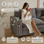 Cloud Couch, Modular Sectional Sofa with Ottoman, Charging Station, Throw Pillows, Cup Holders, Modern Convertible L Shaped Couches for Living Room, Bedroom (Grey, 116"- U Shape)