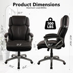 CLATINA Big and Tall Executive Office Chair, Extra Wide Seat, 500 LBS Capacity Heavy Duty Ergonomic Cloth Desk Chair with Wheels and Padded Armrests, High Back Fabric Computer Task Chair, Black