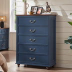 Bedroom Dresser Sets, 54" Wide 7 Drawers Dresser and 45" Tall 5 Drawers Dresser, Wooden 2 Piece Bedroom Furniture Set, Chest of Drawer for Bedroom, Home, Living Room, Hallway, Navy Blue