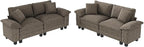 L-Shaped Cloud Modular Sofa Set, Deep Seat 2-Piece 4-Seater Sectional Couch & Removable Arms, Plush Chenille for Living Room - Smoky Gray