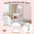 Kids Vanity, Girl Vanity Set with Storage Cabinet & Open Shelf, 2 In 1 Kids Vanity Table and Chair Set with Jewelry Storage, Princess Toddler Makeup Vanity with Mirror for Little Girls (White)