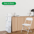 70 Pack White Plastic Folding Chairs, Portable Party Chairs, Stackable Commercial Seats with Steel Frame for Home Office Wedding Party Indoor Outdoor Events Chairs, 350lbs Capacity