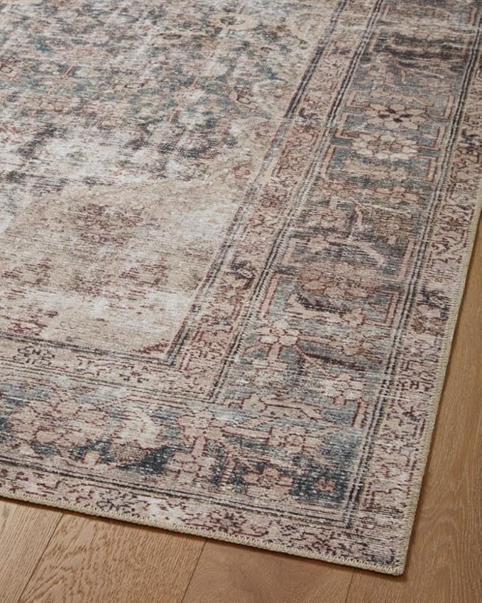 Loloi Amber Lewis Georgie Collection GER-08 Lagoon/Beige 18" x 18", .19" Pile Height, Sample Rug