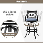 Pellebant 30" Sunbrella Outdoor Bar Stools Set of 8, Aluminum Swivel Patio Bar Height Bar Stools with Back & Footrest, for Deck Lawn Garden(Spectrum Denim)