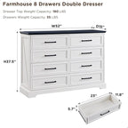 ACCOHOHO Farmhouse 8 Drawers Dresser Chests for Bedroom,52" Wide Wood Rustic Chest of Drawers with Metal Handle,Natural Texture,Drawer Organizer for Bedroom,Living Room,Hallway and Entryway,White