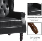 Accent Chair, Upholstered Armchair with Button Tufted High Back & Solid Wood Legs, Comfy Wingback Reading Single Sofa Chair for Small Spaces, Living Room, Bedroom (Leather Black, Set of 1)
