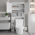 Over-The-Toilet Storage Cabinet - 2 Door Bathroom Organizer with Adjustable Shelves, Farmhouse Style Space-Saving Rack for Bathroom, Toilet, Laundry Room (White)