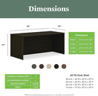 HON MOD Executive Desk 66-Inch Large Computer Desk Shell, Thick Wooden Laminate, Modern Table with Cord Management, 66" W x 30" D x 29" H, Java Oak