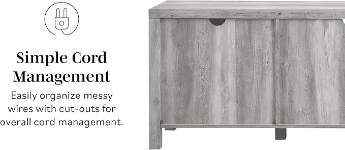 Walker Edison Georgetown Modern Farmhouse Double Barn Door TV Stand for TVs up to 80 Inches, 70 Inch, Stone Grey