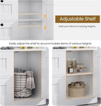 Bathroom Cabinet, Modern Bathroom Floor Storage Cabinet Organizer with 3 Drawers and Adjustable Shelves, Home Furniture for Multifunction in Living Room, Hallway, Kitchen, White