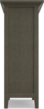 SIMPLIHOME Redmond SOLID WOOD 39 inch Wide Transitional Medium Storage Cabinet in Farmhouse Grey for the Living Room, Entryway and Family Room