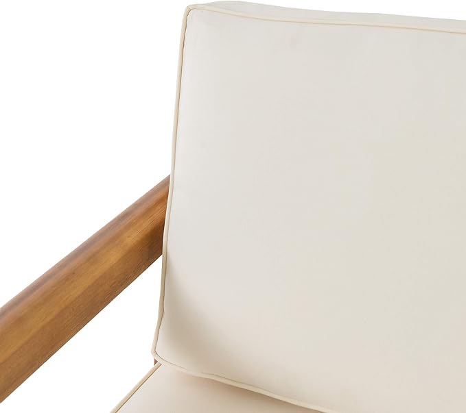 Christopher Knight Home Rossville Outdoor Club Chairs, Teak Finish + Beige