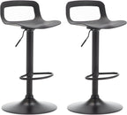 NOBPEINT Contemporary Chrome Air Lift Adjustable Swivel Bar Stool, Set of 2, Black