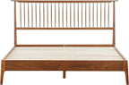 NTC Ruby Wooden Bed Frame with Headboard, Crafted from Walnut, Rubber Wood with Silent Slats and Wood Central Supports, 1000 Lb Capacity, Effortless Assembly, Queen - Dark Walnut
