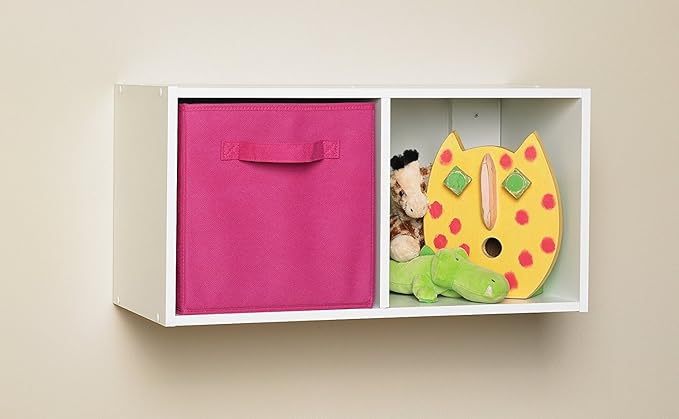 ClosetMaid Cubeicals 2 Cube Storage Shelf Organizer Bookshelf, Stackable or Hanging Wall Mount, Easy Assembly, White Wood Finish