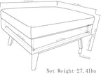 SIMPLIHOME Owen 34 inch Wide Mid Century Modern Rectangle Coffee Table Storage Ottoman in Distressed Dark Blue Vegan Faux Leather, Assembled, for the Living Room, Entryway and Family Room