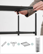 SONGMICS Shoe Rack, 10-Tier Shoe Storage Organizer, Space-Saving, 11 x 32.7 x 62.6 Inches, Entryway, Metal Frame, Non-Woven Fabric Shelves, Ink Black ULSH210B02