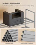 SONGMICS Shoe Rack, 2-Tier Shoe Organizer, Metal Storage Shelf, Upright or Upside Down, for 12-15 Pairs, Stackable, for Entryway, 11.8 x 36.2 x 13.4 Inches, Gray ULSA012G01